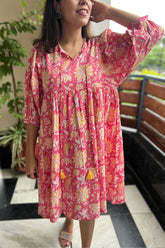 Pink Printed Cotton Dress